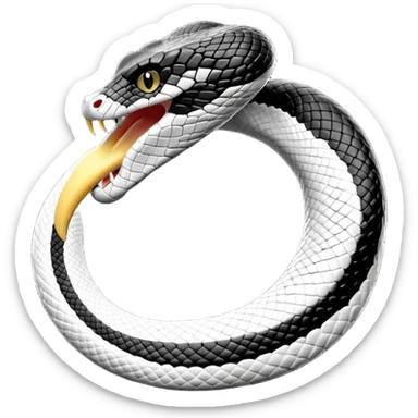 Faça o ouroboros a cobra comendo seu próprio rabo em preto e branco, o rabo da cobra tem q estar dentro de sua própria boca, faça idêntico as imagens  sticker
