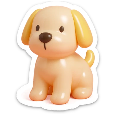               Transform {subject} into a soft vinyl figure with a smooth, glossy surface. The material should look slightly rubbery and tactile, with minimalistic curves and a matte-gloss hybrid finish. Use pastel or soft solid colors. The surface is seamless, with no visible textures or roughness. Studio lighting, vibrant background, clean, playful, designer toy aesthetic and no shadows. {subject} = dog sticker