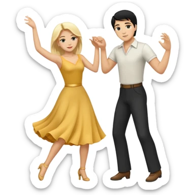 couple dancing full body man black hair woman blonde sticker