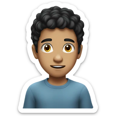 realistic meme of black haired boy sticker