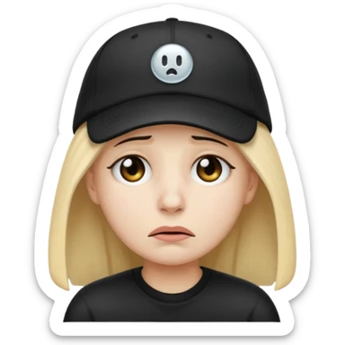 grief emoji with a black cap on the head
 sticker