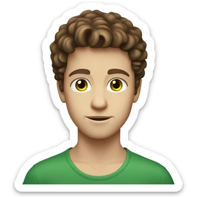 White boy with fluffy brow hair with green eyes  sticker