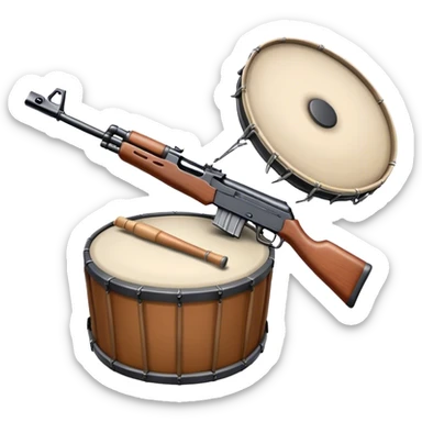 ak-47 with a drum sticker