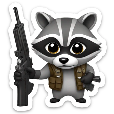 raccoon holding a gun sticker