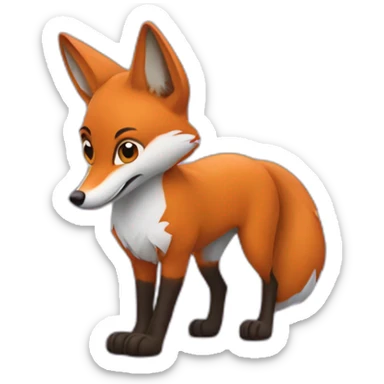 un renard violet dans une fusée sticker