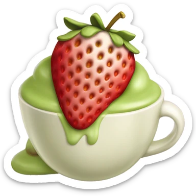 Pistachio cream covered strawberry in a cup  sticker