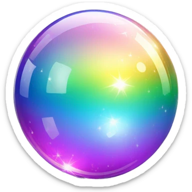 Sparkly iridescent rainbow-gradient crystal-glass orb sphere sticker