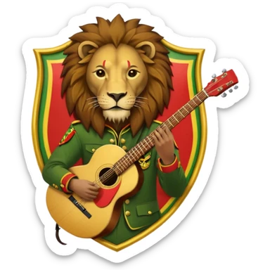 Bob Marley heraldic crest made with ethiopian colors sticker