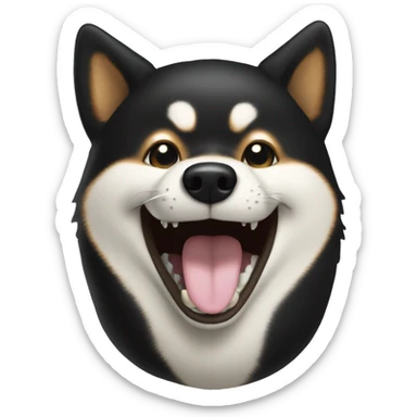 black shiba-inu-laughing sticker
