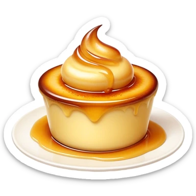 Cinematic Realistic Cr√®me Br√ªl√©e Dessert Emoji, depicted as a rich custard with a perfectly caramelized sugar top rendered with exquisite textures and warm, inviting lighting. sticker
