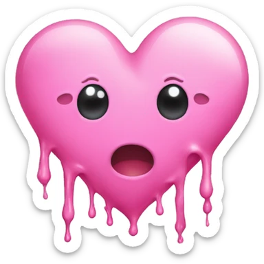 Pink melting heart sticker