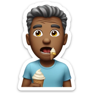 Mad man eating ice cream sticker