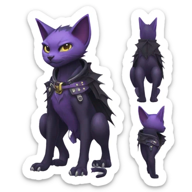 cool edgy black punk Purple nargacuga-bat-cat-Fakemon collar full body sticker