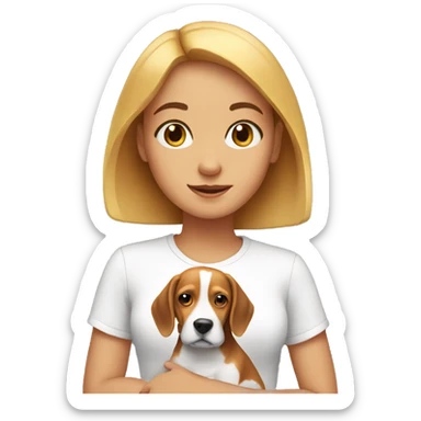 Girl with beagle sticker