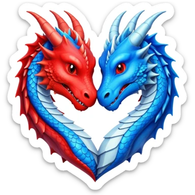 Two dragons creating a heart shape sticker