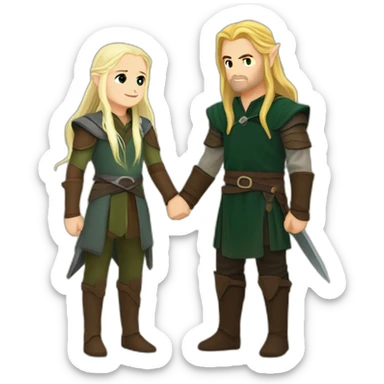 legolas and aragorn holding hands sticker