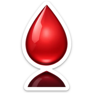 single blood drop emoji sculpted from dark liquid metal, glossy surface, dramatic reflections, futuristic minimal 3D style, isolated on white sticker