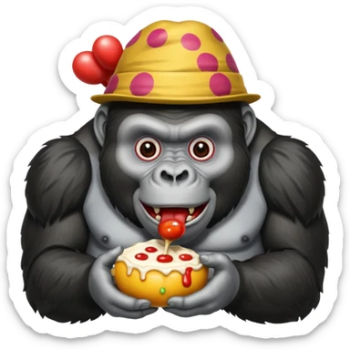 gorilla eating clown  sticker
