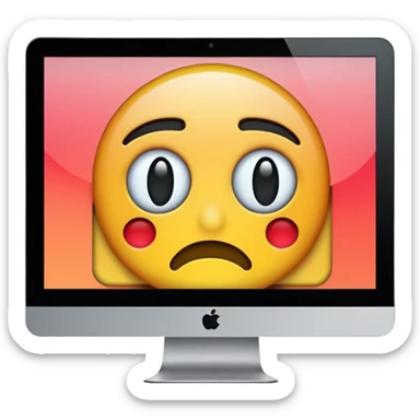 make a computer screen with a error emoji no face like a glitch sticker