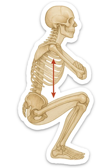 Allineamento visto anatomicamente durante uno squat tra bacino e torace sticker
