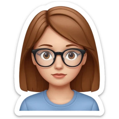 Make a white girl who has a little bit of a indent on her left eye do to a four wheeler rec light brown hair with glasses sticker