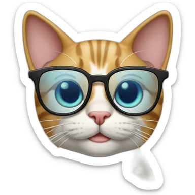 cat with glassesand tong sticker