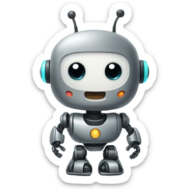 picture of a cute robot in a vintage gold frame sticker
