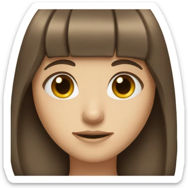 Girl with brown hair and bangs and blue eyes  sticker