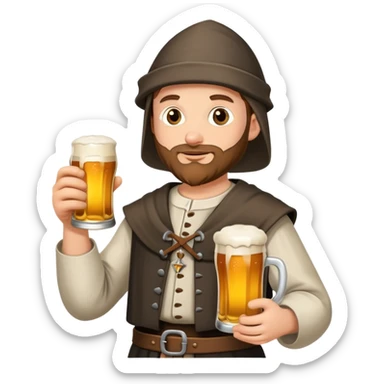 medieval pilgrim with bottle of beer sticker