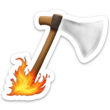 Axe on fire on blade  sticker