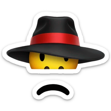 Smiley face with a black bolero hat and red hat band sticker