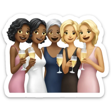 6 ladies drinking Prosecco  sticker