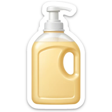detergent bottle, cream colored, small white cap sticker
