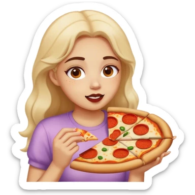 Girl eating pizza sticker