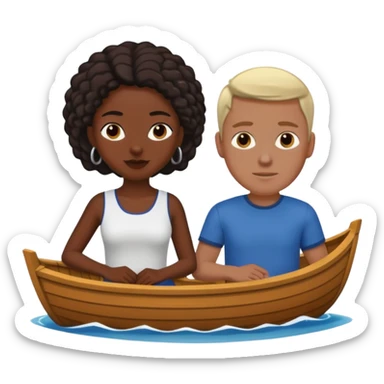 A black woman and white man in a boat  sticker