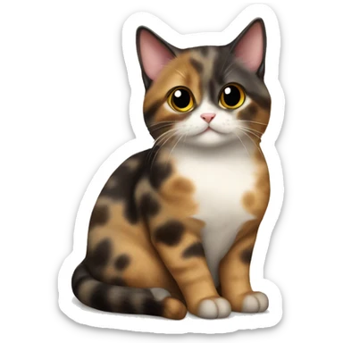 Tortie munchkin cat sitting sticker
