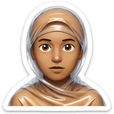 person wrapped in cellophane plastic wrap sticker