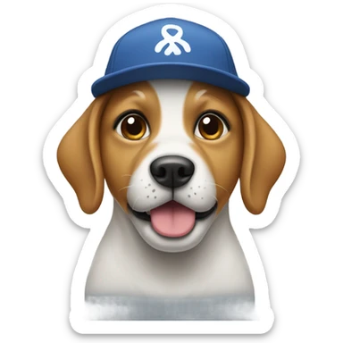 Dog with cap sticker