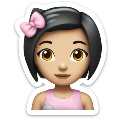 Hello kitty girl with a black straigth hair sticker