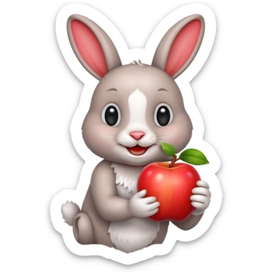 Happy rabbit same apple emoji  sticker
