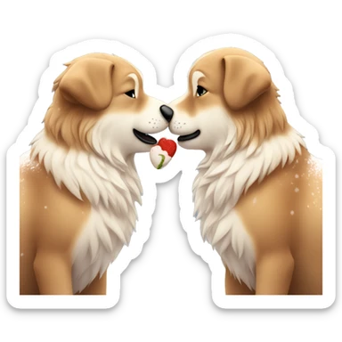 Generate 2 kissing cute animals in the snow sticker
