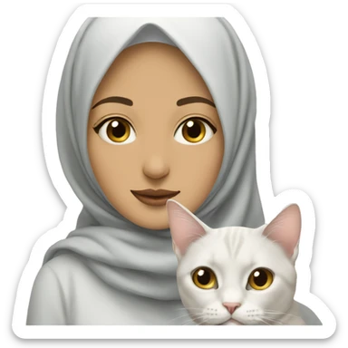hijabi with white cat sticker