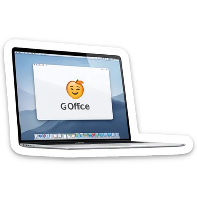 a macbook with a screen saying "GG–OFFICE" sticker