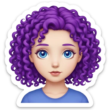 Girl with purple curly hair and blue eyes  sticker