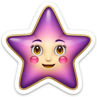 Quiero un emoji de estrella, pero que la estrella sea de oro rosa y brilli brilli con chispitas moradas sticker