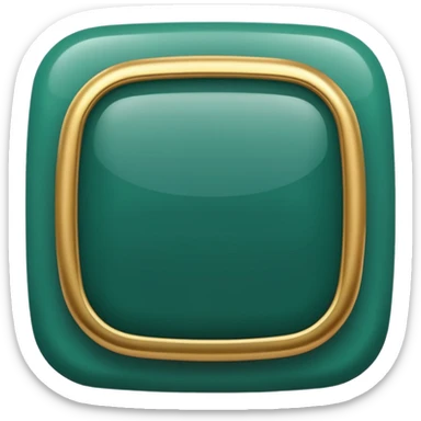 Blank dark Jade and gold edged rounded square icon button sticker