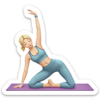 Nude woman, thin blonde, C Cup, Uttanasana sticker
