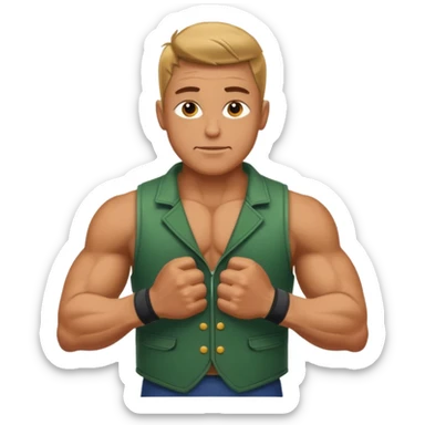 A fir person wearing vest only upper body reflexing muscles sticker