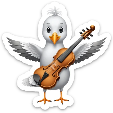 Seagull playing playing violin sticker