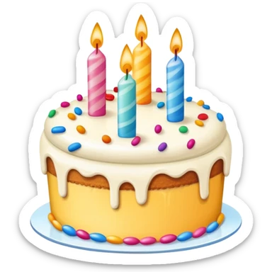 Birthday gift card with cake decoration sticker